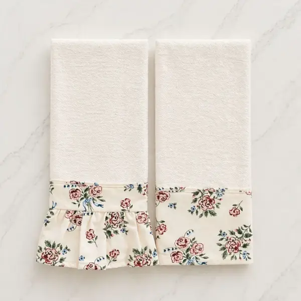 The Rose Garden Ruffled Towels ( Set of 2 )