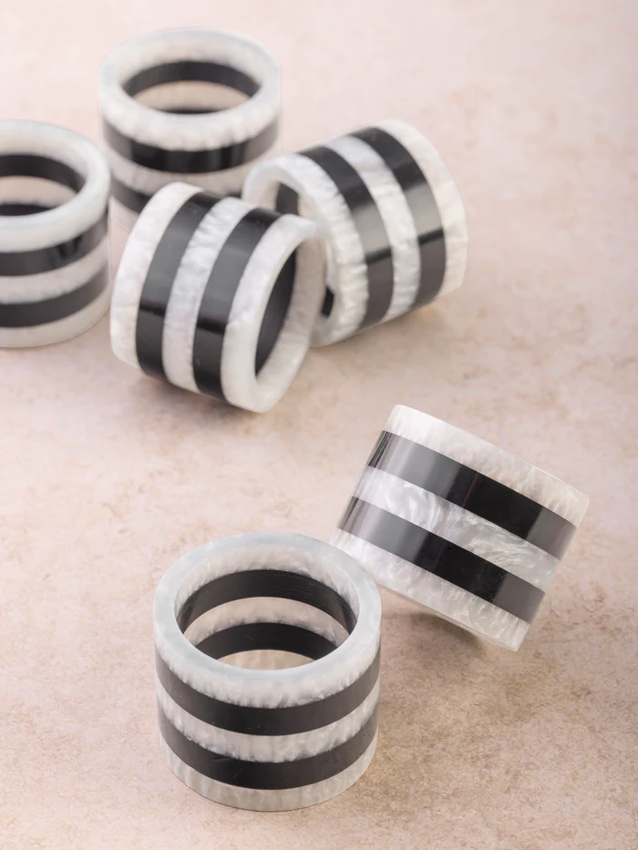 PANAMA STRIPED NAPKIN RINGS / SET OF 6