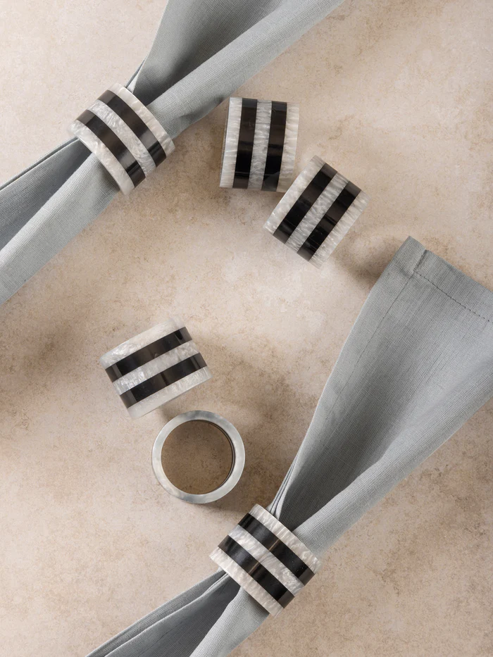 PANAMA STRIPED NAPKIN RINGS / SET OF 6 - Imagen 2