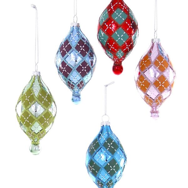 Plaid Bauble 5 Ass - Set of 5