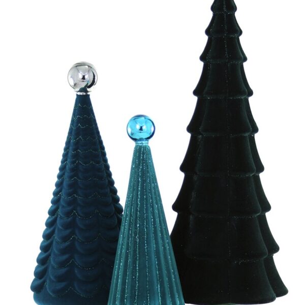 CRUSHED VELVET TREES TEAL SMALL