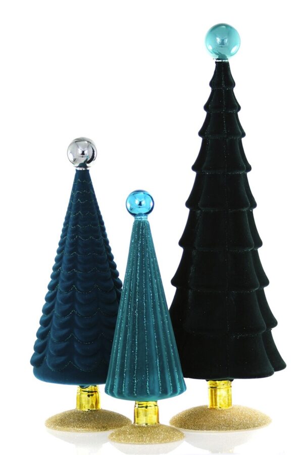 CRUSHED VELVET TREES TEAL SMALL
