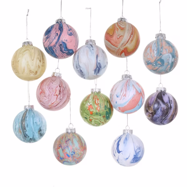 Marble Bauble - Large Set Of 6 Asst