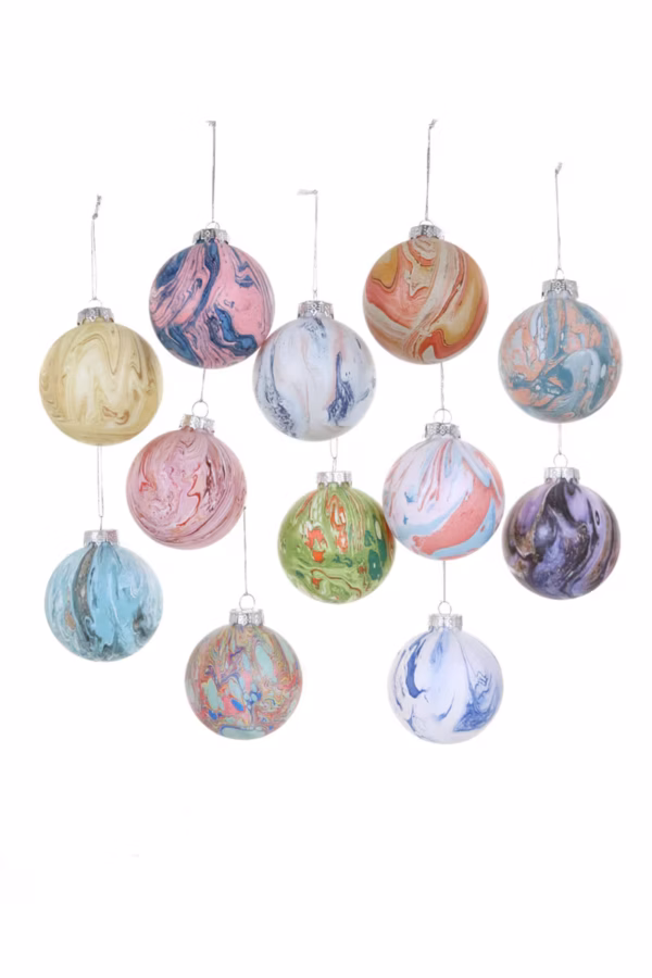 Marble Bauble - Large Set Of 6 Asst