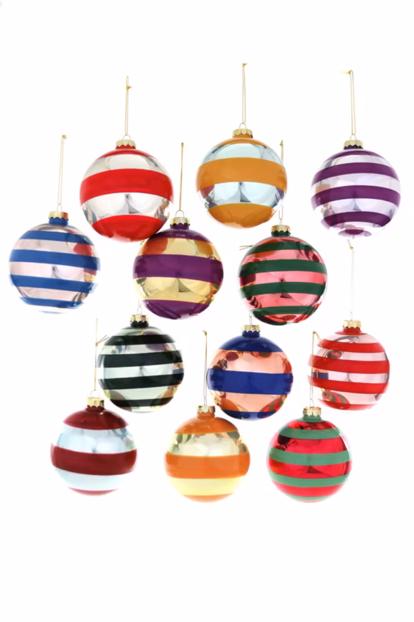 STRIPEY BAUBLES-MEDIUM - SET OF 6 ASST