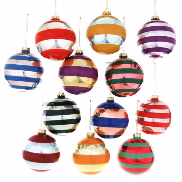 Stripey Baubles - Large Set of 6