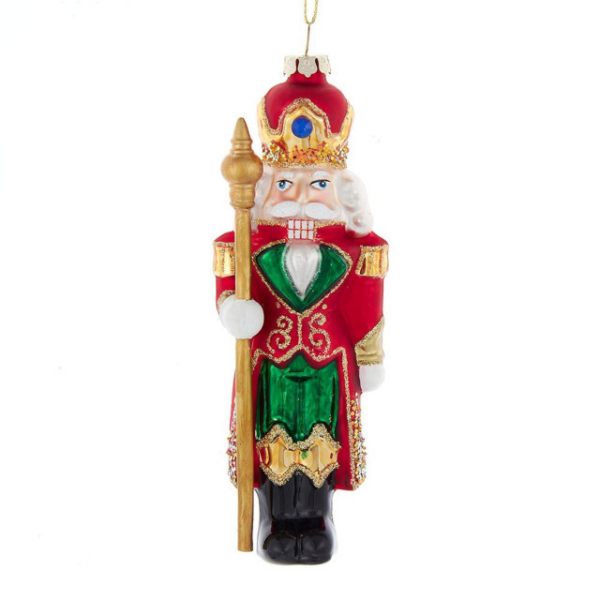 Glass Nutcracker With Scepter Ornament