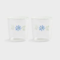 Glass flora blue set of 2