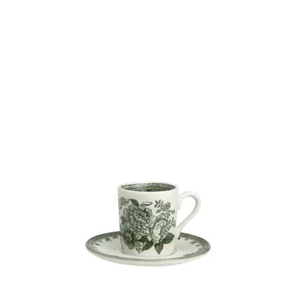 Green Asiatic Espresso Cup & Saucer Set of 2