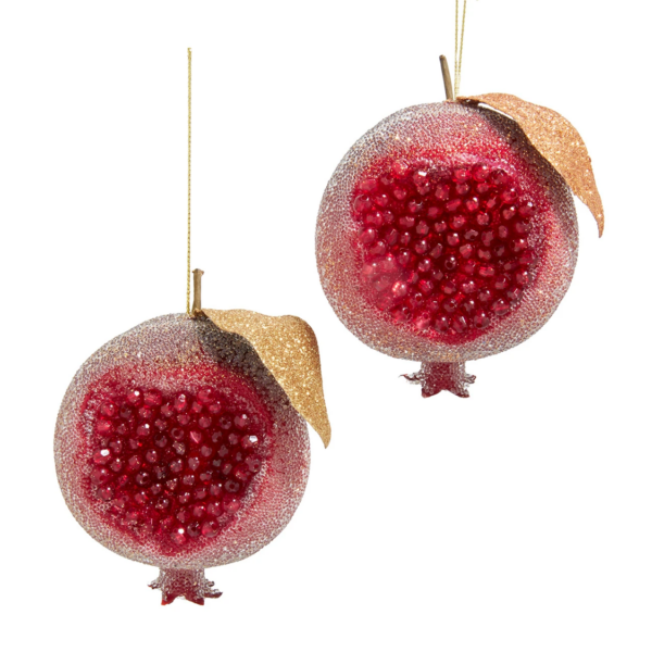 Icy Pomegranate Ornaments, Set of 2 Assorted