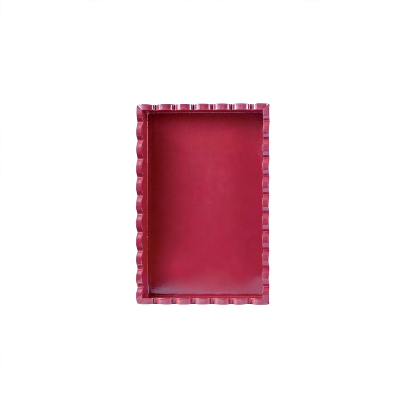 Decorative MDF Lacquered Scalloped Trays Cranberry Color Small