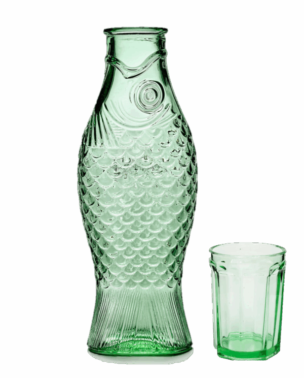Carafe Green Fish & Fish With Glass