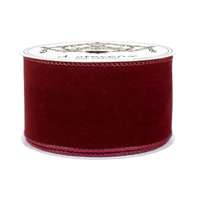 Velvet Double Sided Matching Edge Weather Resistant, Burgundy 2.5“ x 10yds