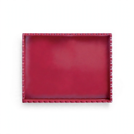 Decorative MDF Lacquered Scalloped Trays Cranberry Color