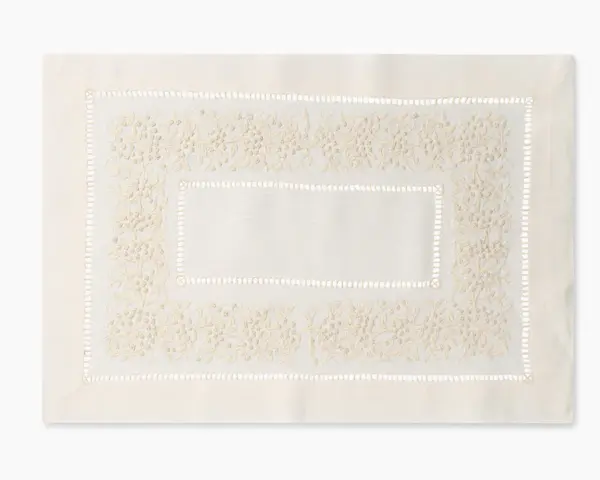 Jardin Monochrome Linen Placemat Ivory on Ivory Set of 4