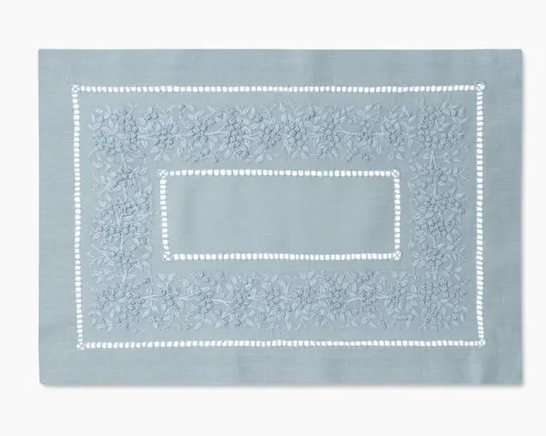 Jardin Monochrome Linen Placemat Sky Blue on Sky blue  Set of 4