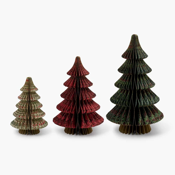 Christmastide Holiday Honeycomb Decor Set of 3