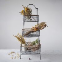 Metal & Rattan 3-Tier Stand w Removable - Imagen 2