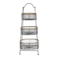 Metal & Rattan 3-Tier Stand w Removable