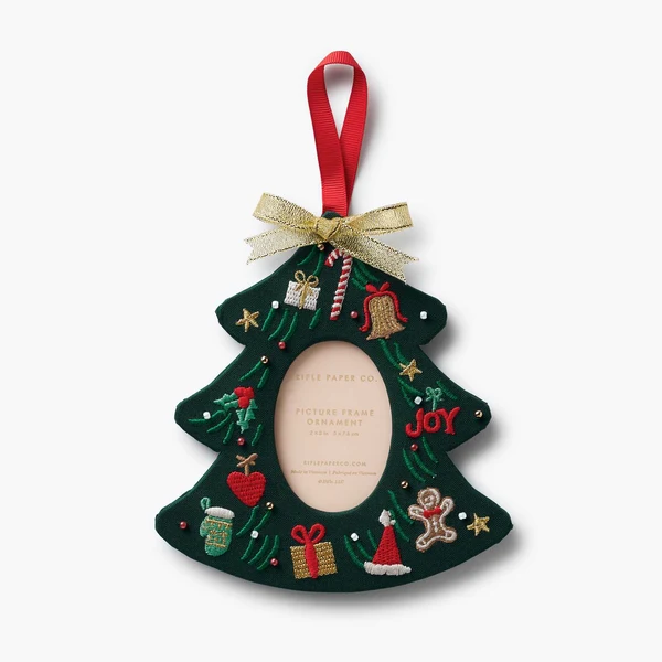 Christmas Tree Embroidered Frame Ornament