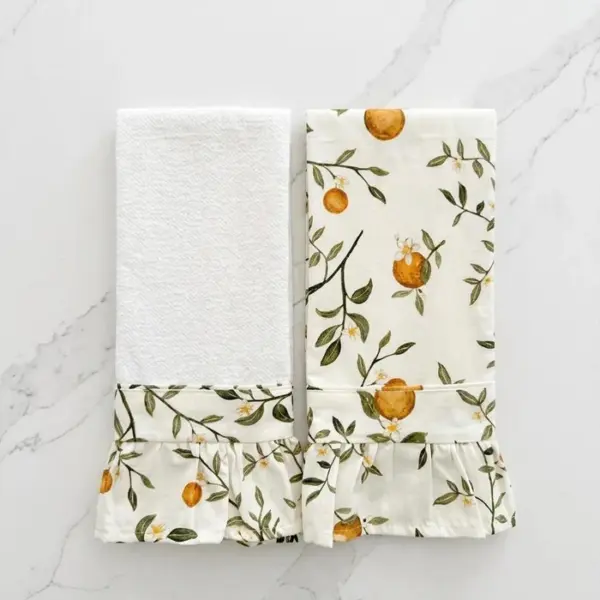 Valencia Orange Ruffled towels ( Set of 2)