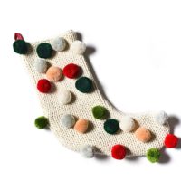 Knit Stocking with Pom Poms
