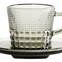 GLASS CUP W/SAUCER SMOKE