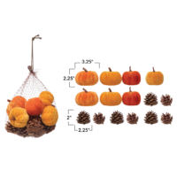 Velvet Pumpkins and Pinecones in Bag - Imagen 3