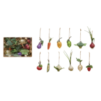 Glass Fruit and Veggie Ornaments, Boxed Set of 12