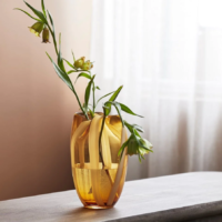 HALKI VASE AMBER/WHITE STRIPE - Imagen 2