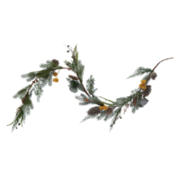 Faux Mixed Evergreen Garland with Pinecones, Berries and Pods, Multi Color