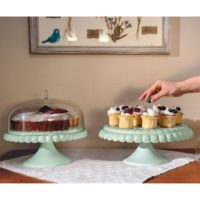SMALL CAKE STAND WITH DOME TIFFANY GREEN - Imagen 2