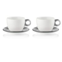 SET OF 2 BREAKFAST CUPS WITH SAUCERS