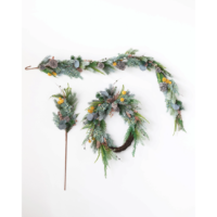 Faux Mixed Evergreen Garland with Pinecones, Berries and Pods, Multi Color - Imagen 3