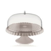 SMALL CAKE STAND WITH DOME TIFFANY GREY