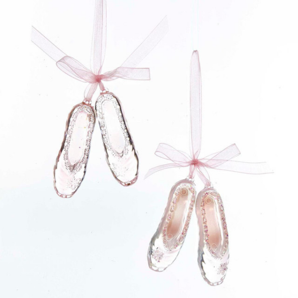 Pink Ballet Shoes Acrylic Ornaments, Set of 2 Assorted