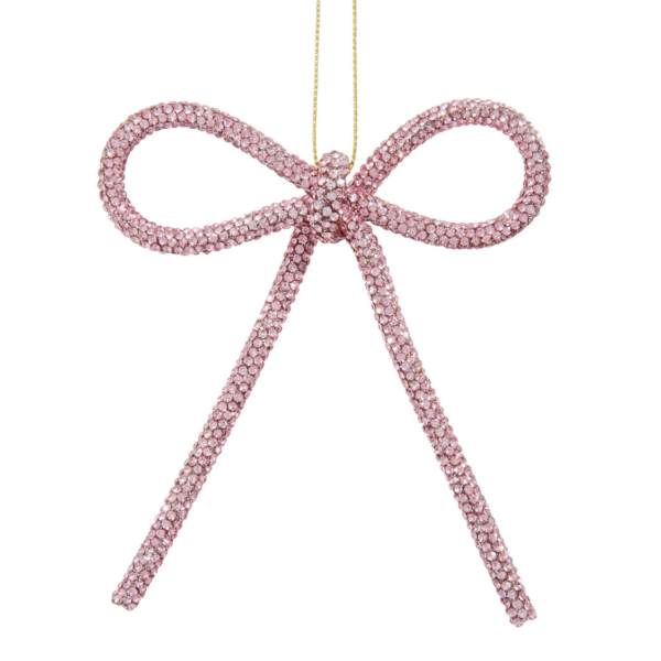 Pink Bow Ornament Set of 2