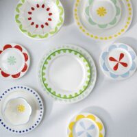 Plate folk mint large set of 2 - Imagen 2