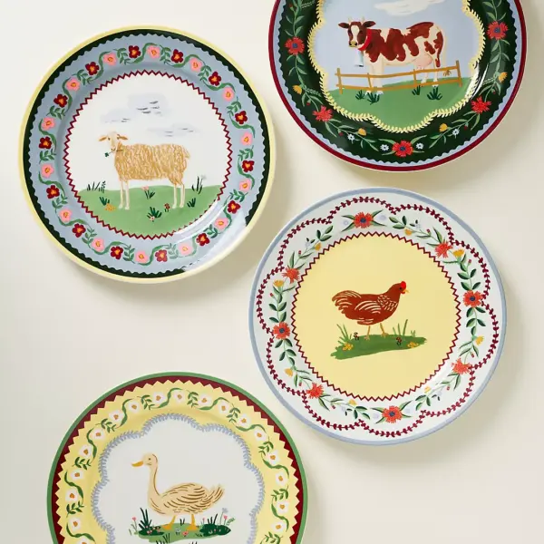 HOME SWEET HOME PORCELAINDESSERT PLATE SET OF 4
