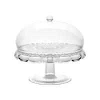 SMALL CAKE STAND WITH DOME VANITY CLEAR