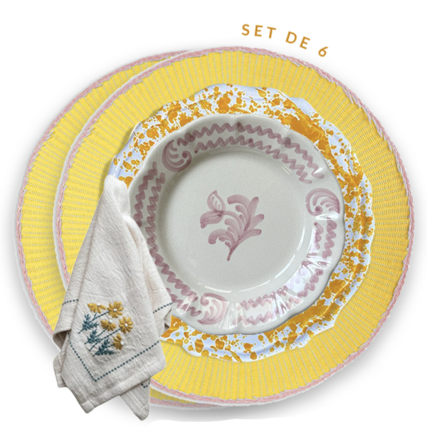 Set Placemat Fading Picknick/ Napkins Flowers / Assiette Points / Assiette Antica