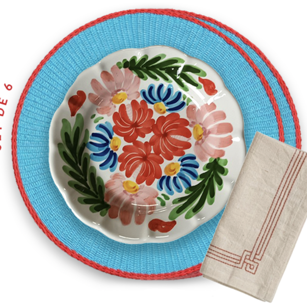 Set Placemat Fading Picknick / Napkins Embroidery / Assiette Campo De Fiori