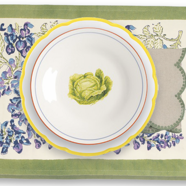 Set Placemat Wisteria / Napkin Gotas / Plate Reminiscence Yellow / Plate Vegetable