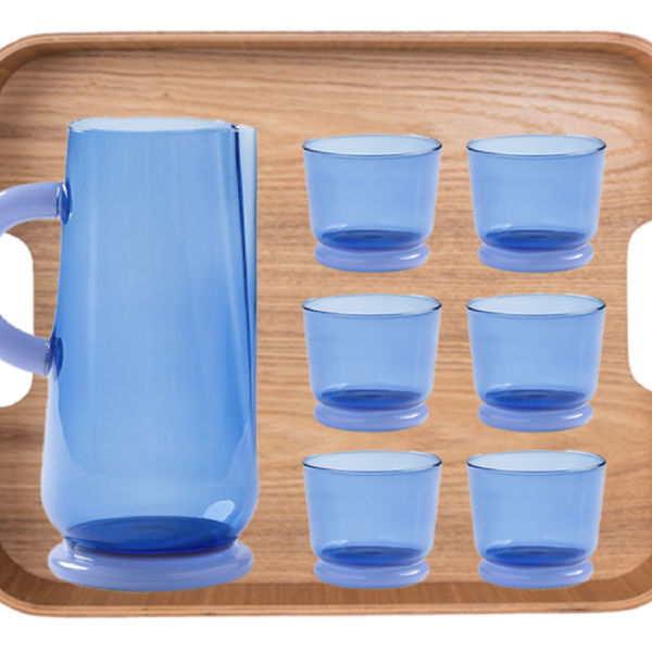 Set Glass Dew Blue / Carafe Dew Blue / Hanna Tray