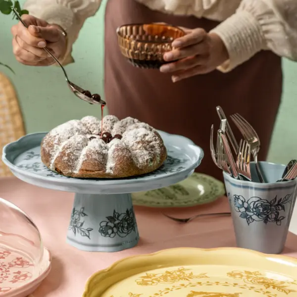 SMALL CAKE STAND WITH DOME JOSEPHINE DUSTY LIGHT BLUE - Imagen 4