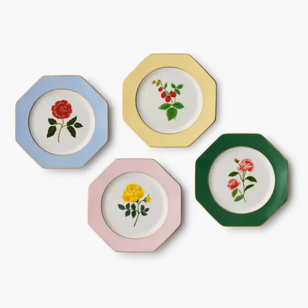 ROSES PORCELAIN DESSERT PLATE SETOF 4