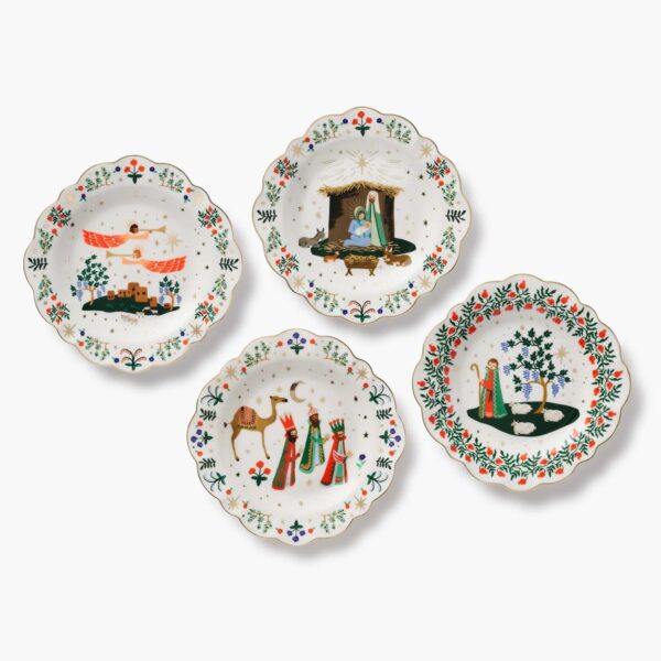 Porcelain Nativity Dessert Plate Set of 4