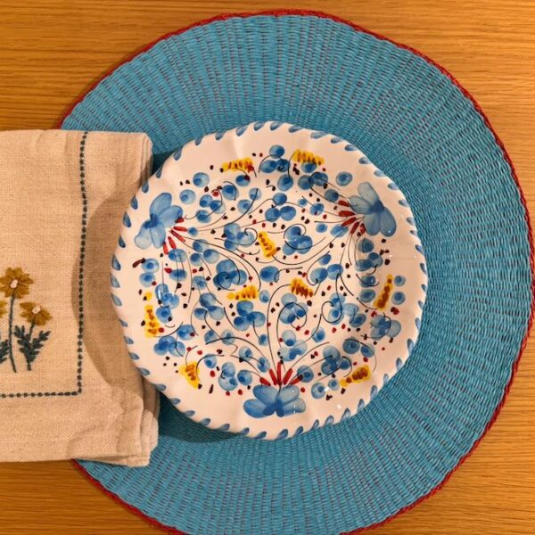 Set Placemat Fading Picknick / Napkins Flowers / Assiette Deruta Fleurs