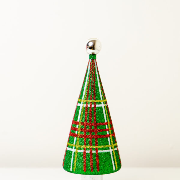 GLITTERED PLAID TREE - GREEN MEDIUM