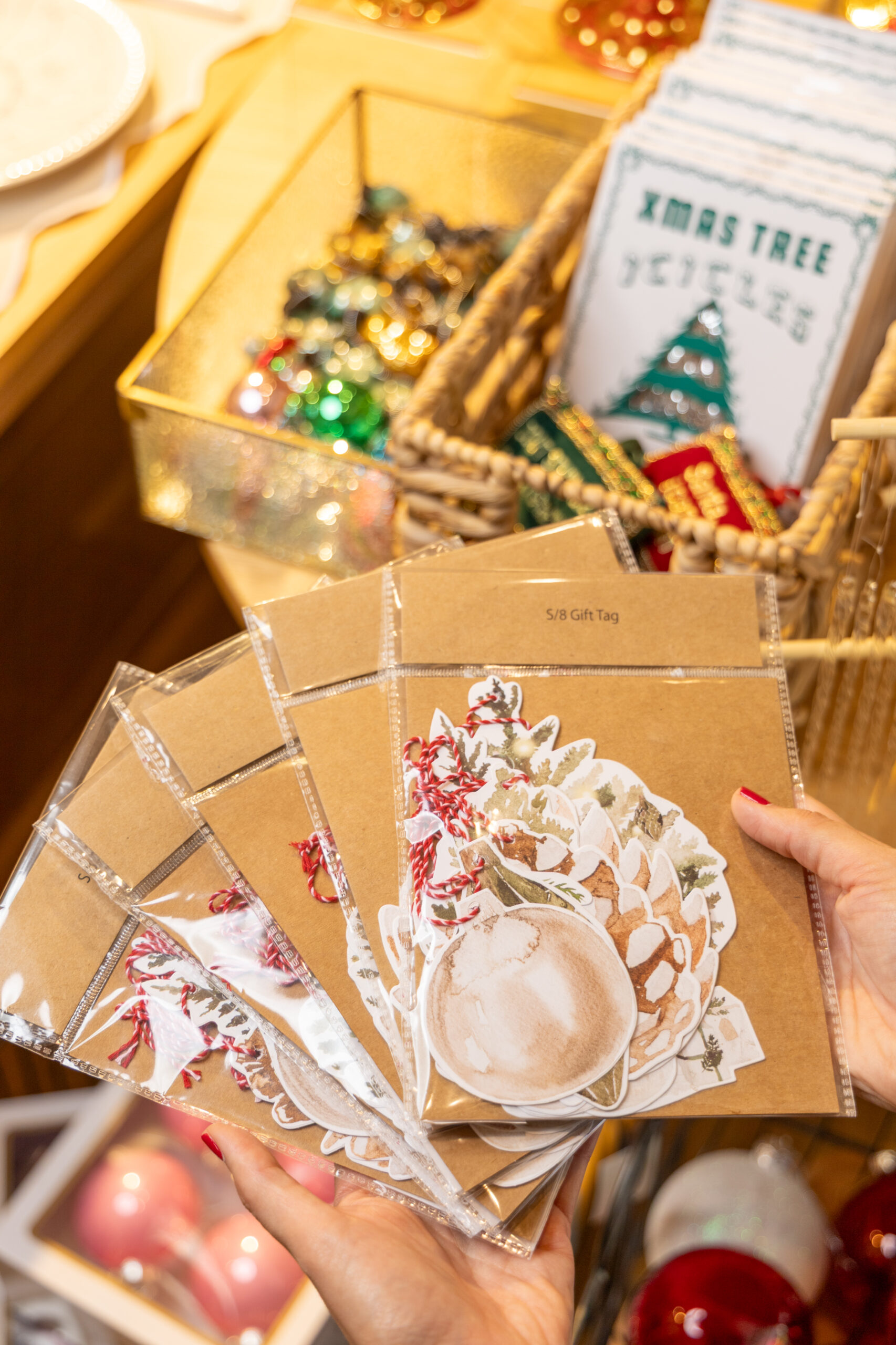 Printed Recycled Paper Trees & Botanicals Gift Tags/Ornaments, Set of 8 ...